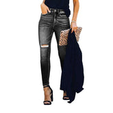 Ripped leg women skinny jeans